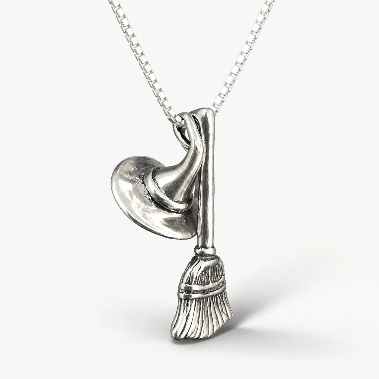Witch Broom And Hat Necklace studio product photo