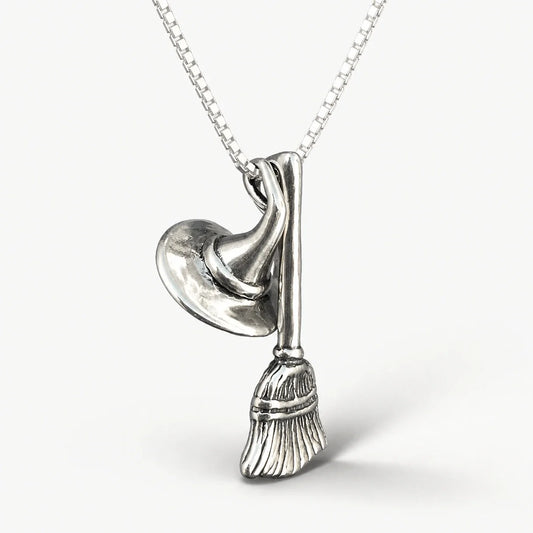 Witch Broom And Hat Necklace studio product photo