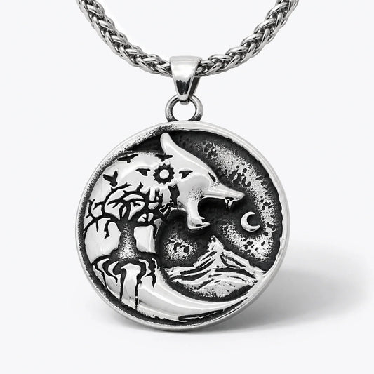 Wolf Strength Amulet Necklace studio product photo