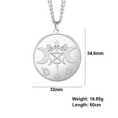 TRIPLE MOON GODDESS PENTAGRAM NECKLACE