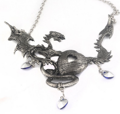 Heart-shaped Sapphire Dragon Necklace