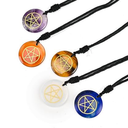 Natural Amethyst Pentacle Necklace