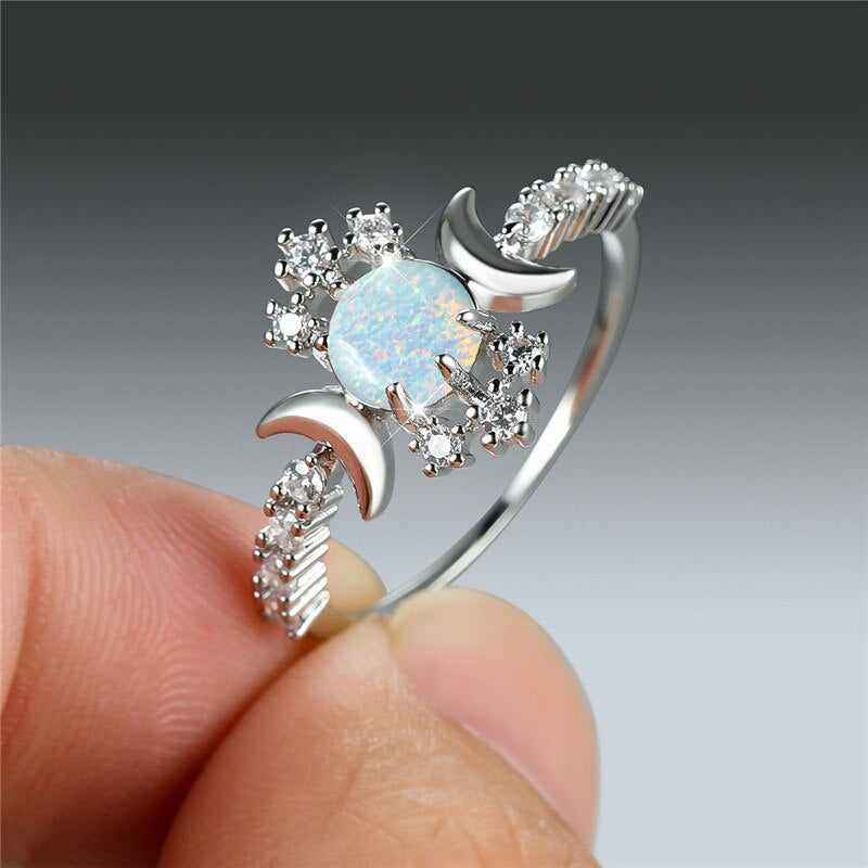 Triple moon goddess engagement on sale ring