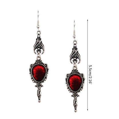 Gothic Bat Magic Mirror Drop Earrings