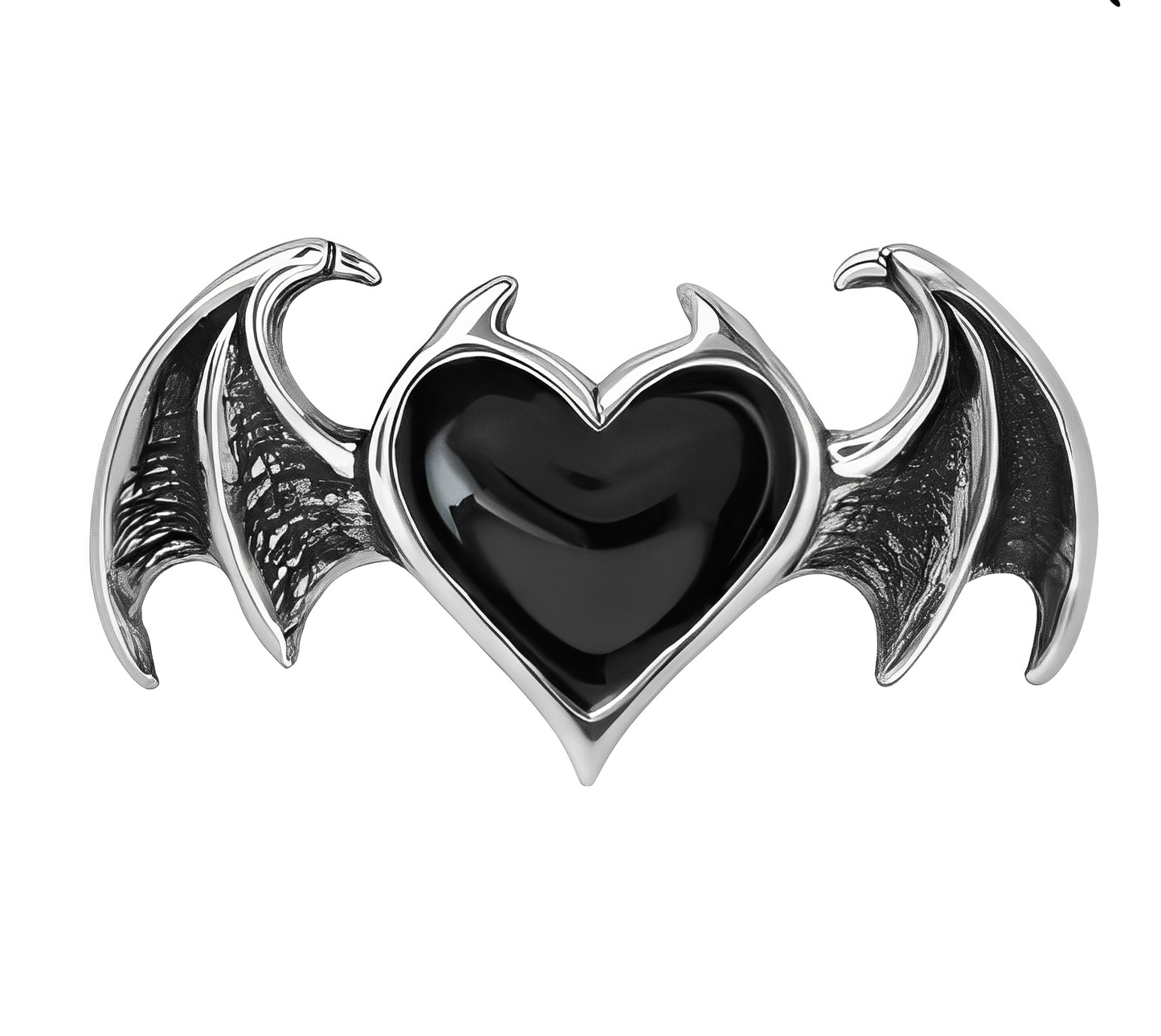 Gratis hoy: anillo de ala de murciélago con corazón de demonio negro