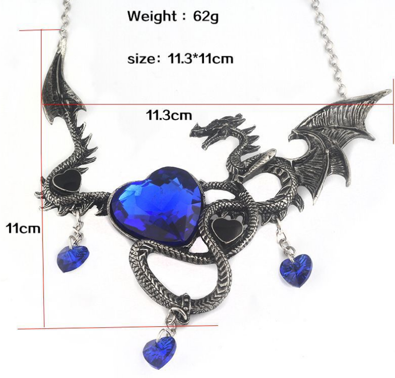 Heart-shaped Sapphire Dragon Necklace