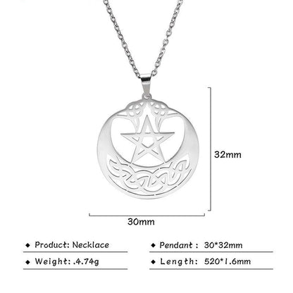 Celtic Crescent Moon Pentacle Necklace