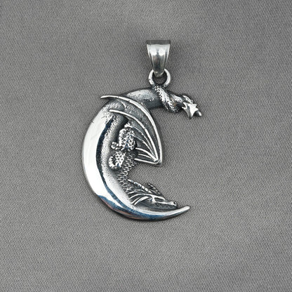 Wiccan Wisdom: Dragon in the Crescent Moon Necklace