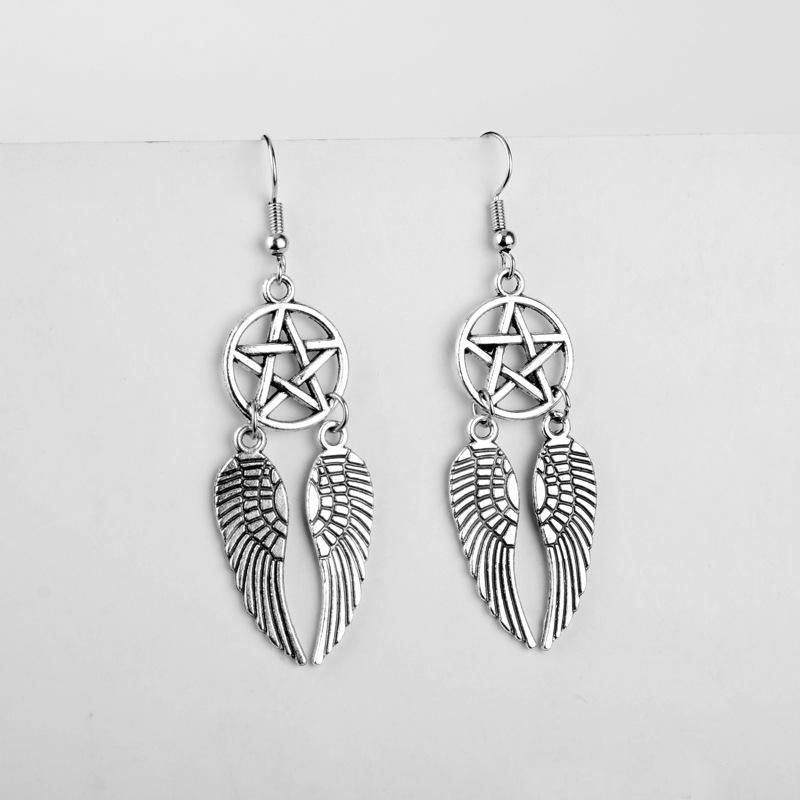 WINGED PENTAGRAM EARRINGS