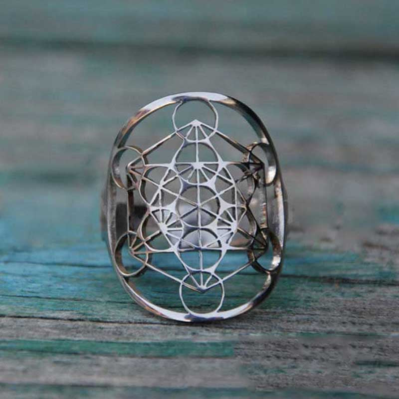 Metatron’s Cube Sacred Geometry Ring – Wicca Vibes