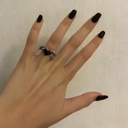 Black Heart Bat Wing Ring