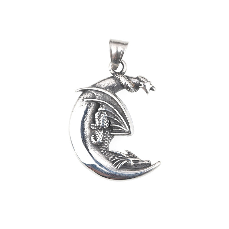 Wiccan Wisdom: Dragon in the Crescent Moon Necklace