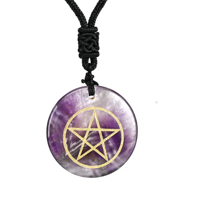 Natural Amethyst Pentacle Necklace