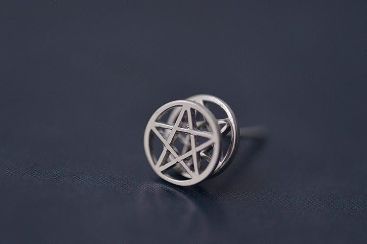 Sterling Silver Pentagram Stud Earrings